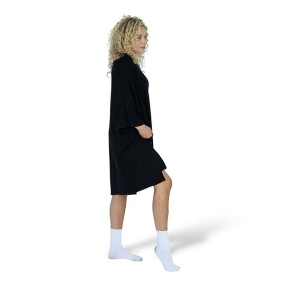 Foxy Kind Out of Pocket Oversized Ribbed Lounge Dress Black M - Picture 6 of 12